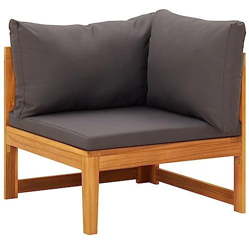 puraday Ecksofa mit Dunkelgrauen Kissen Massivholz Akazie Lounge Gartenmöbel Set Outdoor Sofa Terassenmöbel Balkon Sofa Gartenmöbel Zum Entspannen Und Genießen des Wetters Stilvolles Design von puraday