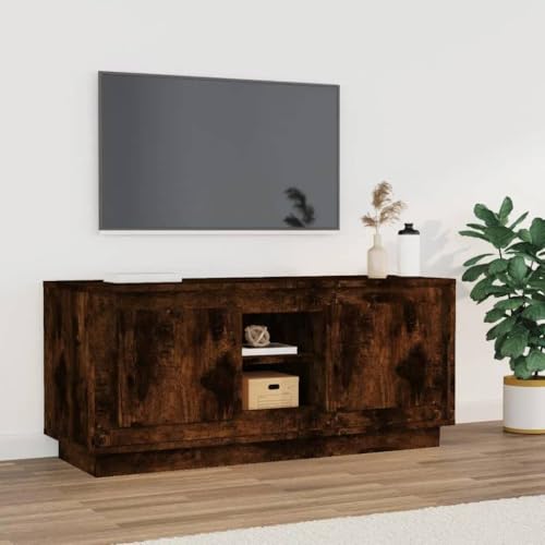 puraday Fernsehschrank Medienschrank TV-Möbel Aufbewahrungsschrank Stereoschrank für Wohnzimmer Schlafzimmer oder Büro Räuchereiche 102x35x45 cm von puraday