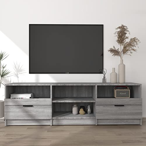 puraday Fernsehschrank Medienschrank TV-Möbel Stereoschrank Aufbewahrungsschrank für Wohnzimmer Schlafzimmer oder Büro Grau Sonoma 150x33,5x45 cm von puraday