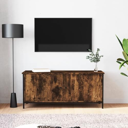 puraday Fernsehschrank Medienschrank TV-Möbel Stereoschrank Aufbewahrungsschrank für Wohnzimmer Schlafzimmer oder Büro Räuchereiche 102x35x45 cm von puraday