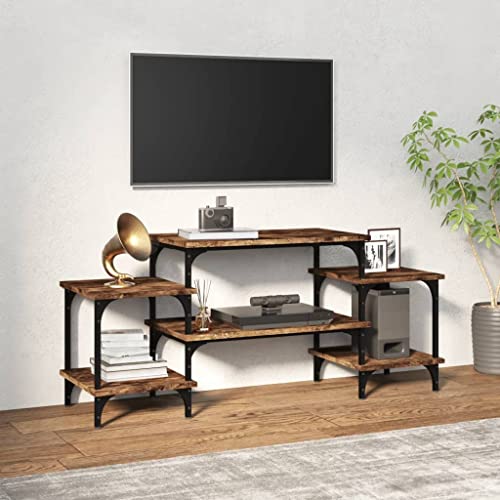 puraday Fernsehschrank Medienschrank TV-Möbel Stereoschrank Aufbewahrungsschrank für Wohnzimmer Schlafzimmer oder Büro Räuchereiche 117x35x52 cm von puraday