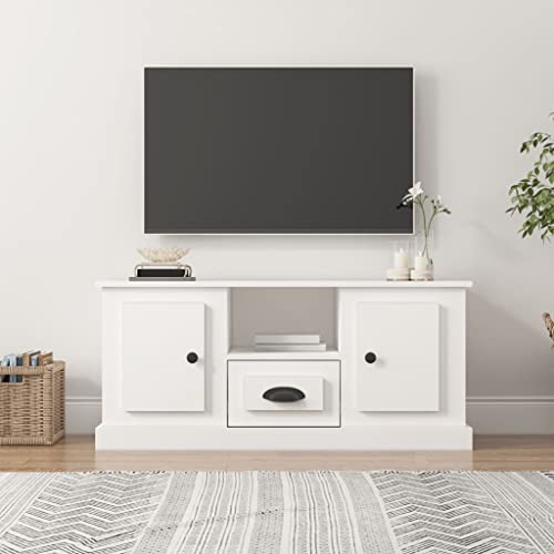 puraday Fernsehschrank Medienschrank TV-Möbel Stereoschrank Aufbewahrungsschrank für Wohnzimmer Schlafzimmer oder Büro Weiß 100x35,5x45 cm von puraday