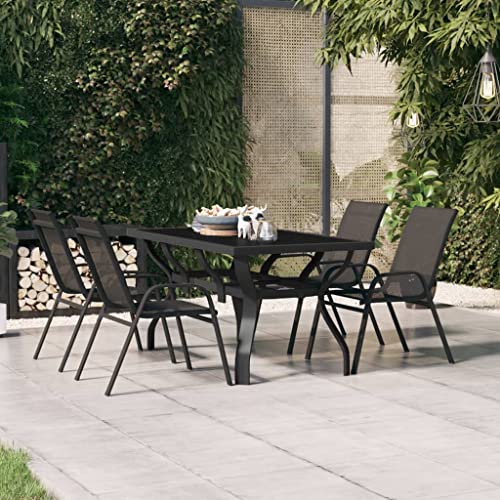 puraday Gartentisch Schwarz 140x70x70 cm Stahl und Glas Balkonmöbel Couchtisch Outdoor Gartentisch Metall Balkontisch Garten Esstisch Multifunktionstisch Esszimmertisch Gartenmöbel Metall von puraday