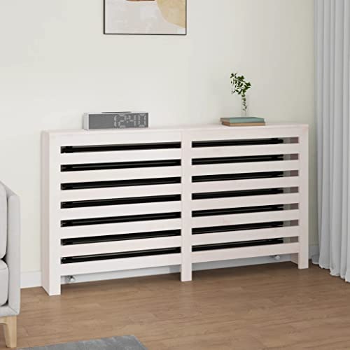 puraday Heizkörperverkleidung 153x19x84 cm mit Horizontalen Latten Heizkörper Abdeckung Modernes Design Heizungsverkleidung Heizungsabdeckung Wohnzimmer Schlafzimmer Weiß Massivholz Kiefer von puraday