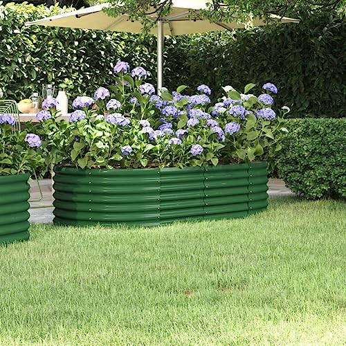 puraday Hochbeete Für Garten 152x80x36 cm Blumenkasten Pflanzkasten Terrasse Pflanzkübel Gemüsebeet Kräuterspirale XXL Hochbeet Metall Hochbeet Stahl Hochbeet Groß XXL Gartenbeet Grün von puraday