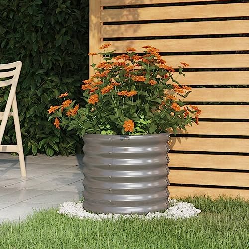 puraday Hochbeete Für Garten 40x40x36 cm Pflanzkübel Gemüsebeet Kräuterspirale XXL Hochbeet Metall Hochbeet Stahl Pflanzbeet Gartenbeet Blumenkasten Grau von puraday
