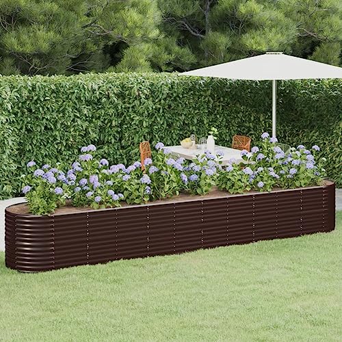 puraday Hochbeete Für Garten 440x80x68 cm Blumenkasten Pflanzkasten Terrasse Pflanzkübel Gemüsebeet Kräuterspirale XXL Hochbeet Metall Hochbeet Stahl Hochbeet Groß Gartenbeet Braun von puraday