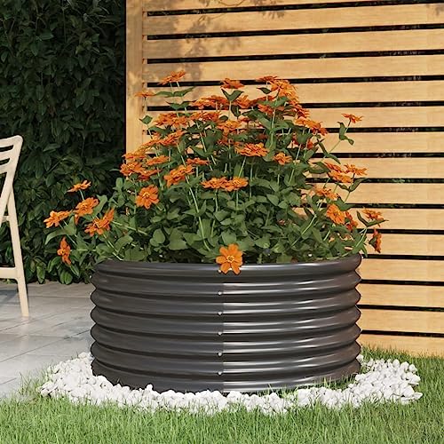 puraday Hochbeete Für Garten 80x80x36 cm Pflanzkübel Gemüsebeet Kräuterspirale XXL Hochbeet Metall Hochbeet Stahl Pflanzbeet Gartenbeet Blumenkasten Anthrazit von puraday