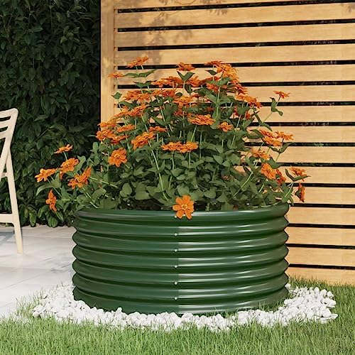 puraday Hochbeete Für Garten 80x80x36 cm Pflanzkübel Gemüsebeet Kräuterspirale XXL Hochbeet Metall Hochbeet Stahl Pflanzbeet Gartenbeet Blumenkasten Grün von puraday