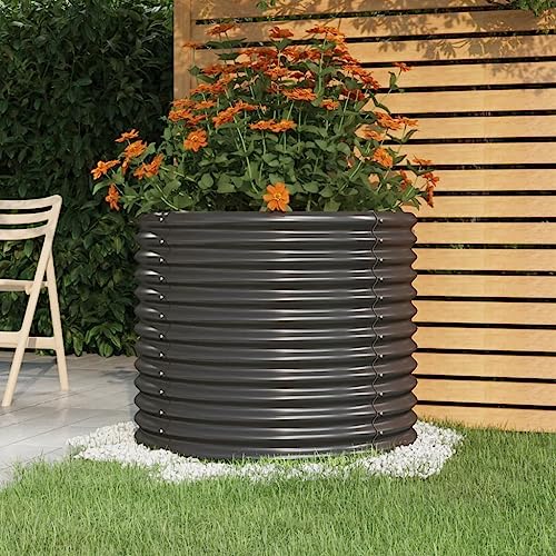 puraday Hochbeete Für Garten 80x80x68 cm Pflanzkübel Gemüsebeet Kräuterspirale XXL Hochbeet Metall Hochbeet Stahl Pflanzbeet Gartenbeet Blumenkasten Anthrazit von puraday