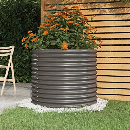 puraday Hochbeete Für Garten 80x80x68 cm Pflanzkübel Gemüsebeet Kräuterspirale XXL Hochbeet Metall Hochbeet Stahl Pflanzbeet Gartenbeet Blumenkasten Grau von puraday