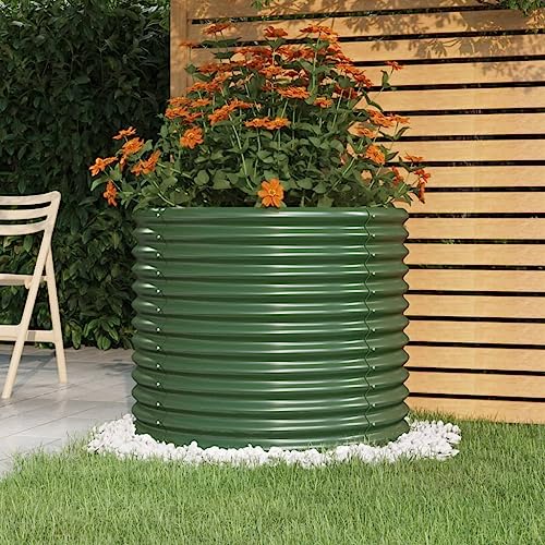 puraday Hochbeete Für Garten 80x80x68 cm Pflanzkübel Gemüsebeet Kräuterspirale XXL Hochbeet Metall Hochbeet Stahl Pflanzbeet Gartenbeet Blumenkasten Grün von puraday