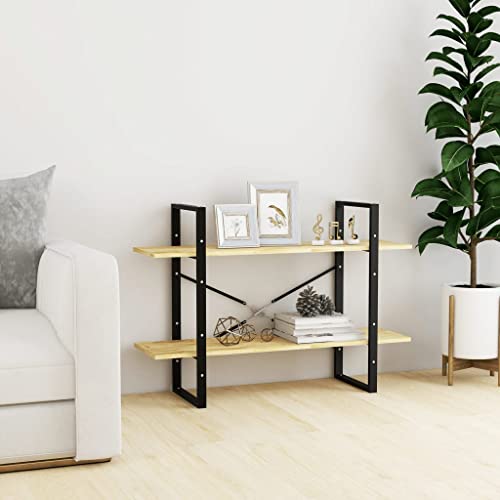 puraday Holz-Bücherschrank Aufbewahrungsregal mit 2 Geräumigen Fächern Innenmöbel Raumteiler Minimalistisches Design Gelb 100x30x70 cm von puraday