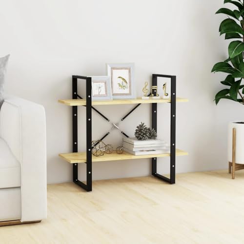 puraday Holz-Bücherschrank Aufbewahrungsregal mit 2 Geräumigen Fächern Innenmöbel Raumteiler Minimalistisches Design Gelb 80x30x70 cm von puraday