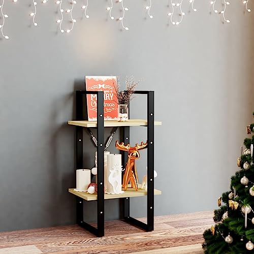 puraday Holz-Bücherschrank mit 2 Geräumigen Fächern Aufbewahrungsregal Innenmöbel Raumteiler Minimalistisches Design Gelb 40x30x70 cm von puraday