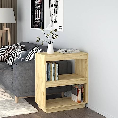 puraday Holz-Bücherschrank mit 2 Geräumigen Fächern Aufbewahrungsregal Innenmöbel Raumteiler Minimalistisches Design Gelb 60x35x71 cm von puraday