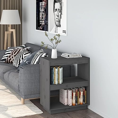 puraday Holz-Bücherschrank mit 2 Geräumigen Fächern Aufbewahrungsregal Innenmöbel Raumteiler Minimalistisches Design Grau 60x35x71 cm von puraday