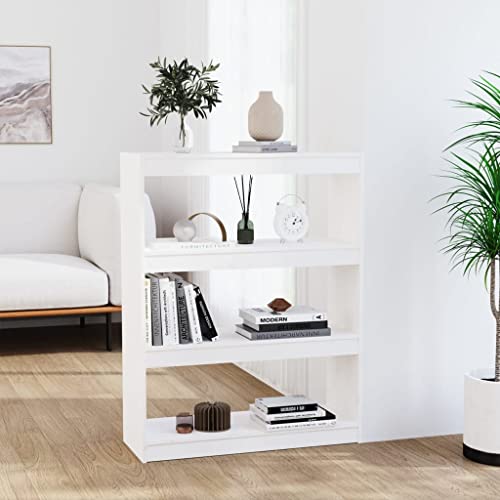 puraday Holz-Bücherschrank mit 3 Geräumigen Fächern Aufbewahrungsregal Innenmöbel Raumteiler Minimalistisches Design Weiß 80x30x103,5 cm von puraday