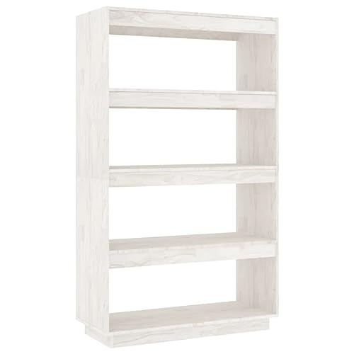 puraday Holz-Bücherschrank mit 4 Geräumigen Fächern Aufbewahrungsregal Innenmöbel Raumteiler Minimalistisches Design Weiß 80x35x135 cm von puraday