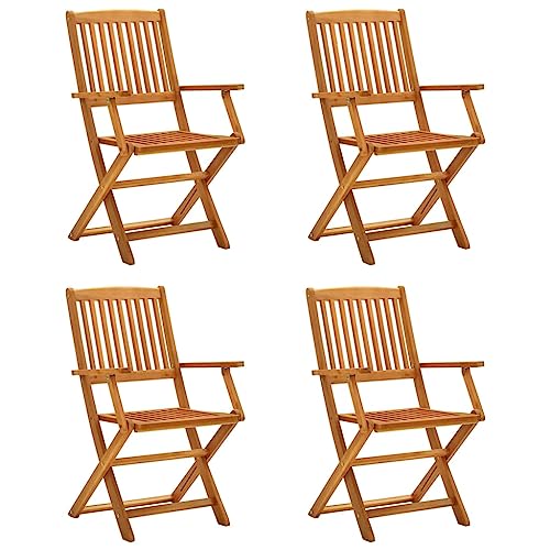 puraday Klappbare Gartenstühle 4 STK. Massivholz Eukalyptus 53x57x91 cm klappsessel Gartensessel Balkonstuhl Terrassenstühle Modernen Essstühle Outdoor Sessel für Terrasse Garten Bequem & Langlebig von puraday