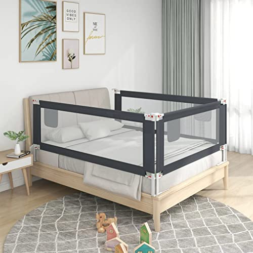 puraday Kleinkind-Bettschutzgitter Dunkelgrau 120x25x(70-95) cm Stoff Bettgitter Rausfallschutz Rausfallschutz Kinderbett Kindergitter Bettschutzgitter für Kinder Zwischen 18 Monaten und 5 Jahren von puraday