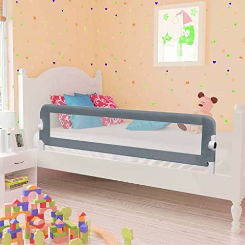 puraday Kleinkind-Bettschutzgitter Grau 120x42 cm Polyester Bettgitter Rausfallschutz Rausfallschutz Kinderbett Kindergitter Bettschutzgitter für Kinder Zwischen 18 Monaten und 5 Jahren Langlebig von puraday