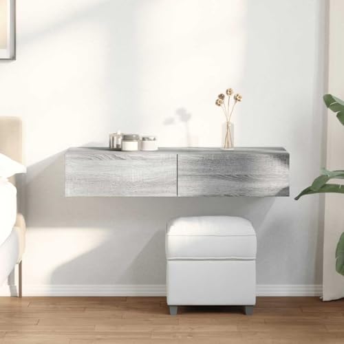 puraday Lagerregal Hängeschrank Wandregal mit Schubladen Schweberegal aus Holzwerkstoff Elegantes und Modernes Design Grau Sonoma 100x36x19 cm von puraday