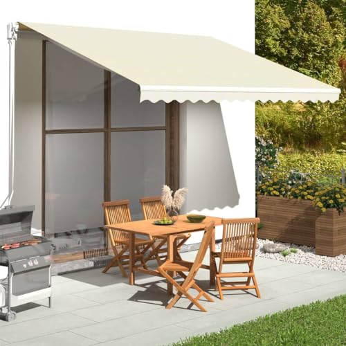 puraday Markisen Ersatzstoff 4x3,5 m Markisenbespannung Creme Markiesenstoff Wasserdicht Polyester mit PU-Beschichtung von puraday