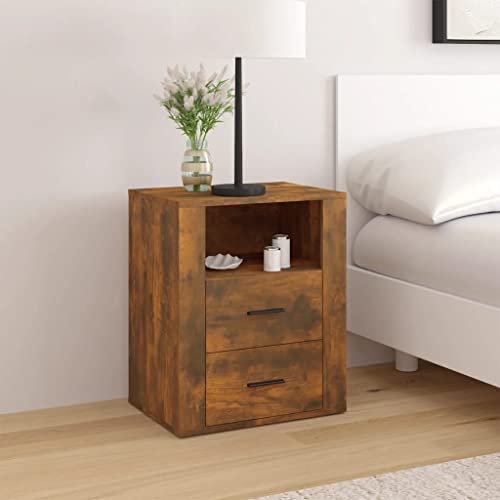 puraday Nachttisch 50x36x60 cm Holzwerkstoff Nachttisch Modern Schlafzimmer Möbel Nachtkommode Night Stand Nachttischschrank Komodenschrank Kommode Schubladen Nachttisch Holz Räuchereiche von puraday