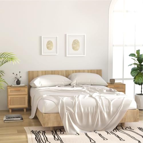 puraday Nachttische 2 STK. Braun Massivholz Kiefer und Natur-Rattan Kommode Schubladen Nachttisch Mit Schublade Nachttisch Holz Nachttisch Modern Nachttisch 2er Set Bedroom Furniture Komodenschrank von puraday