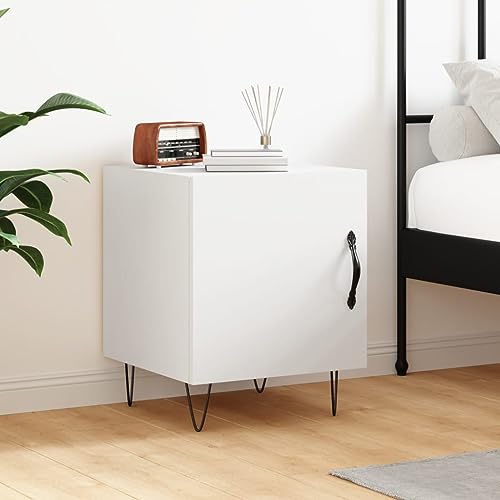 puraday Nachttisch Weiß 40x40x50 cm Nachttisch Modern Industrial Möbel Nachtschrank Nightstand Nachttisch Holz Zimmer Möbel Schlafzimmer Möbel Holzwerkstoff Nachttisch Schmal von puraday