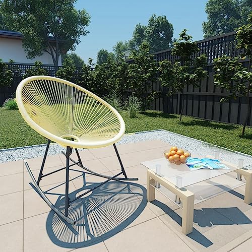puraday Outdoor-Acapulco-Stuhl Poly-Rattan Beige 69x79x82 cm Schaukelstuhl Outdoor Sonnenstuhl Relaxliege Wohnzimmer Balkon Sessel Geeignet für Den Innen- Und AußEnbereich Ovalen Design von puraday