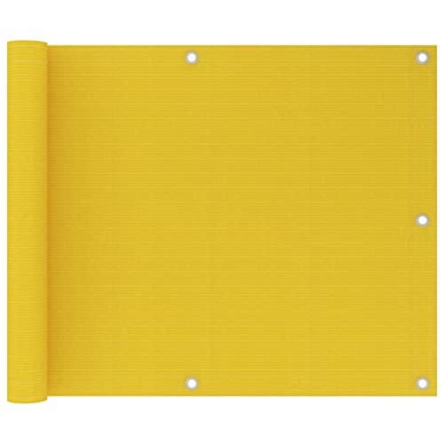 puraday Outdoor Sichtschutz 75x600 cm mit Ösen PE Seil Terrassebespannung Balkonsichtschutz Garten Balkonverkleidung Schimmel und UV Beständig Blickdichte Balkonabdeckung Gelb HDPE von puraday