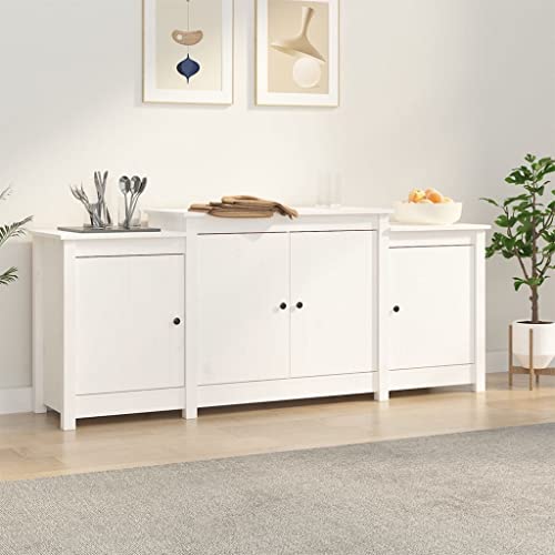 puraday Sideboard Schubladenkommode Kommode Schmal Kommode Vintage Sideboard Holz Sideboard Schlafzimmer Sideboard Flur Sideboard Wohnzimmer Weiß 164x37x68 cm Massivholz Kiefer von puraday
