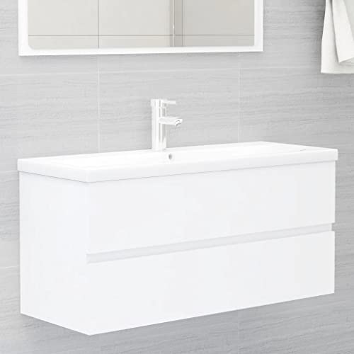 puraday Waschbeckenunterschrank mit Einbaubecken Einbauwaschbecken Waschbeckenunterschrank HäNgend Unterschrank Waschbecken Badezimmermã¶Bel BadmöBel Set Mit Waschbecken Weiß 100x38,5x45 cm von puraday