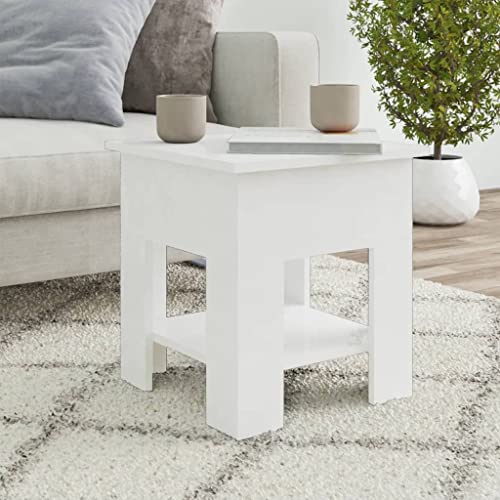puraday Wohnzimmer Couchtisch 40x40x42 cm Beistelltisch Holz Modern Multifunktionstisch Schlafzimmer Stilvollen Style Quadratischer Coffee Table Coutischtisch Robust Hochglanz Weiß Holzwerkstoff von puraday