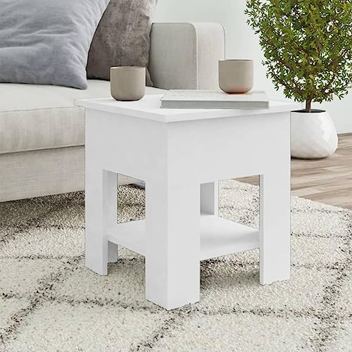 puraday Wohnzimmer Couchtisch 40x40x42 cm Beistelltisch Holz Modern Multifunktionstisch Schlafzimmer Stilvollen Style Quadratischer Coffee Table Coutischtisch Robust Weiß Holzwerkstoff von puraday