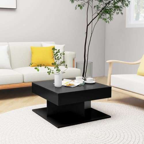 puraday Wohnzimmer Couchtisch 57x57x30 cm Beistelltisch Holz Multifunktionstisch Schlafzimmer Praktischen Coffee Table Quadratisch Robust Haltbarkeit Schwarz Holzwerkstoff Metall von puraday
