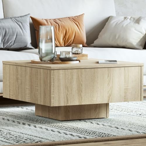 puraday Wohnzimmer Couchtisch 60x60x31,5 cm Beistelltisch Holz Praktischen Multifunktionstisch Schlafzimmer Coffee Table Quadratisch Robust Haltbarkeit Braun Holzwerkstoff Metall von puraday