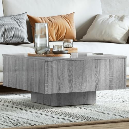 puraday Wohnzimmer Couchtisch 60x60x31,5 cm Beistelltisch Holz Praktischen Multifunktionstisch Schlafzimmer Coffee Table Quadratisch Robust Haltbarkeit Grau Sonoma Holzwerkstoff Metall von puraday