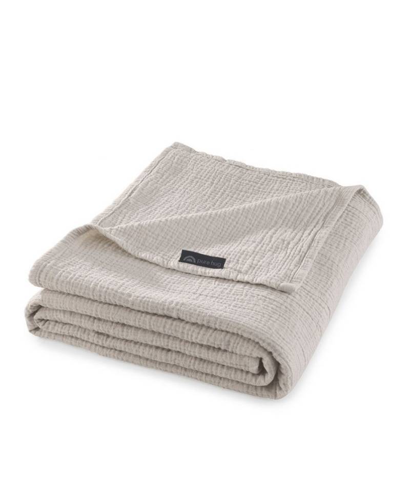 Wolldecke Set Musselin 150x200 Design Natur, pure hug, Sommer Geschenke Idee Frauen Männer weich sale Reißverschluss Partner von pure hug
