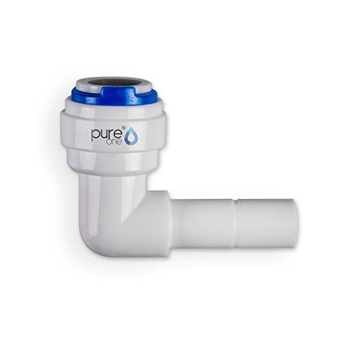 PureOne QF-03D Quick-Fitting - Schnellverbinder 3/8 auf 3/8 (Tülle) Zoll. Ausführung: Ellenbogen | L-Form. Schlauch-Zubehör für Umkehr-Osmose, Wasser-Installationen oder Kühlschranksysteme von Pure One