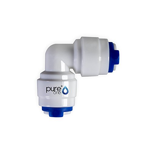 PureOne QF-04A Quick-Fitting - Schnellverbinder 1/4 auf 1/4 Zoll. Ausführung: Ellenbogen | L-Form. Schlauch-Zubehör für Umkehr-Osmose, Wasser-Installationen oder Kühlschranksysteme von Pure One