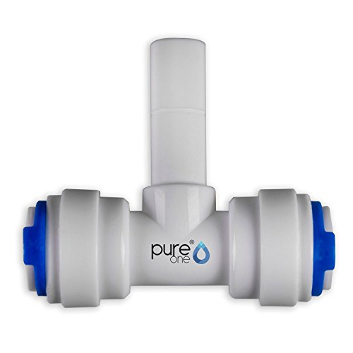 PureOne QF-10D Quick-Fitting - Schnellverbinder 3/8 x 3/8 (Tülle) x 3/8 Zoll. Ausführung: T-Stück | T-Form. Schlauch-Zubehör für Umkehr-Osmose, Wasser-Installationen oder Kühlschranksysteme von Pure One
