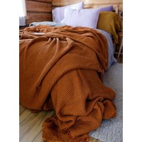 Schwere Leinendecke Mit Waffelstruktur in Der Farbe Zimt Schwere Leinendecke Mit Waffelstruktur in Der Farbe Zimt von pureandlinen
