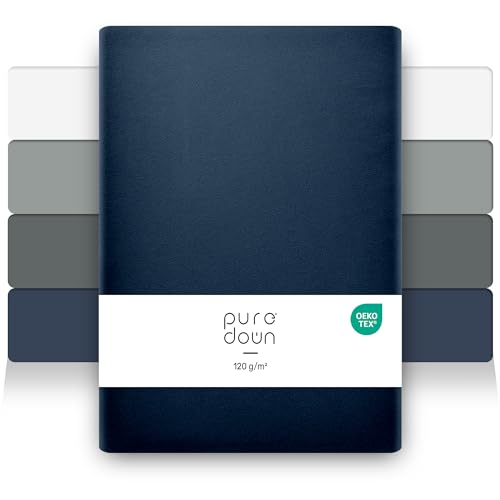puredown 2er Set Premium Spannbettlaken 140x200cm Mikrofaser Bettlaken für Matratzen bis zu 25cm, Dicke Angenehm Atmungsaktive Spannbetttücher Bettwäsche, Oeko-Tex Zertifiziert, Marineblau von puredown