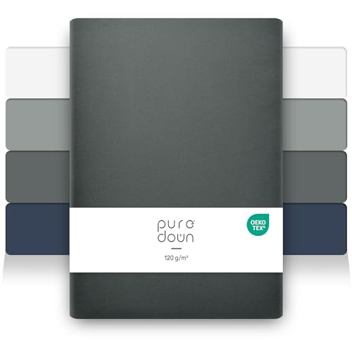 puredown 2er Set Premium Spannbettlaken 160x200cm Mikrofaser Bettlaken für Matratzen bis zu 25cm, Dicke Angenehm Atmungsaktive Spannbetttücher Bettwäsche, Oeko-Tex Zertifiziert, Anthrazitgrau von puredown