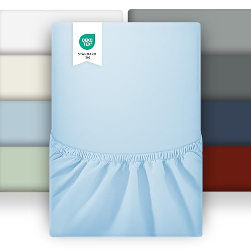 puredown 2er Set Spannbettlaken 140x200cm Mikrofaser Bettlaken für Matratzen bis zu 25-30cm, Angenehm Atmungsaktive Spannbetttücher Bettwäsche,Oeko-Tex, Blau von puredown