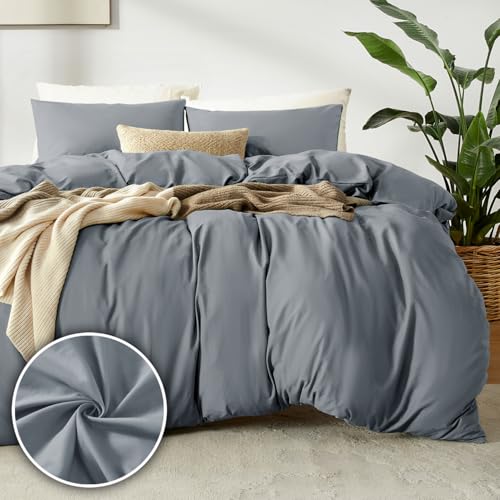 puredown Bettbezüge 200x200cm + 2er Kissenbazug 40x80cm - Mikrofaser Atmungsaktive Superweich, Oeko-Tex Bettwäsche-Sets, 3 teilig, Grau von puredown