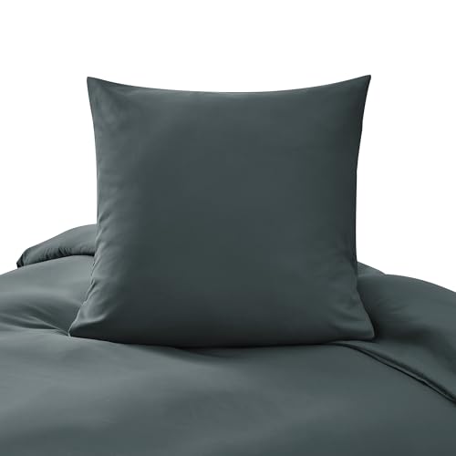 puredown® Bettwäsche Set 2 x 135x200cm + 2 Kissenbazug 40x80cm - Atmungsaktive Mikrofaser, Superweich, Oeko-Tex, 4 teilig, Anthrazit von puredown
